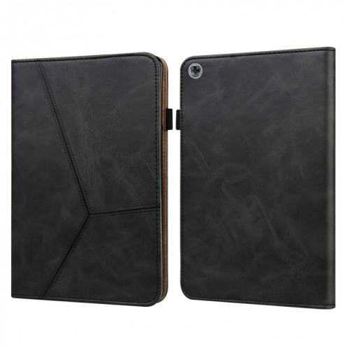 Pour Huawei MediaPad M5 Lite 10.1 Étui en cuir rayé en relief de couleur solide (noir) SH803E301-07