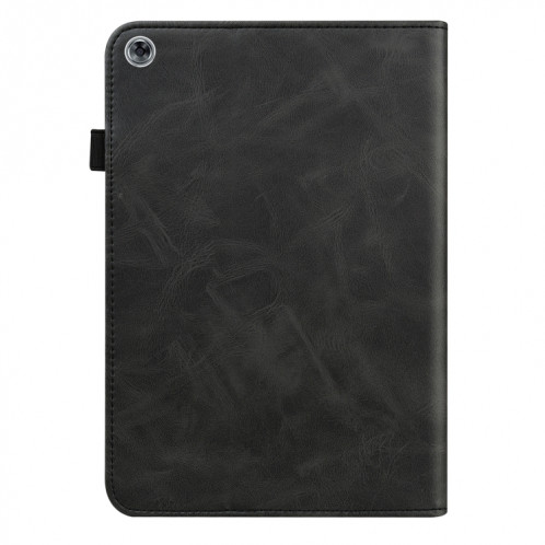 Pour Huawei MediaPad M5 Lite 10.1 Étui en cuir rayé en relief de couleur solide (noir) SH803E301-07