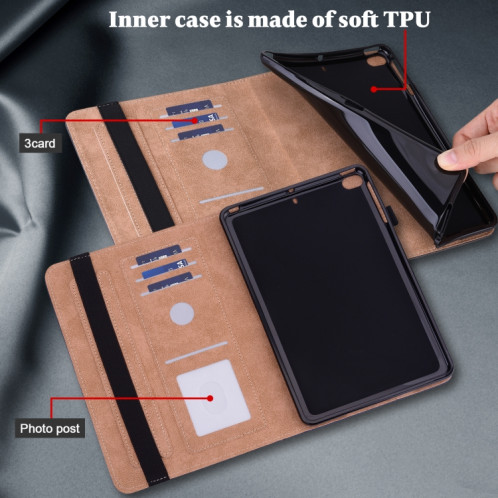 Pour Huawei MediaPad M5 Lite 10.1 Étui en cuir rayé en relief de couleur solide (noir) SH803E301-07