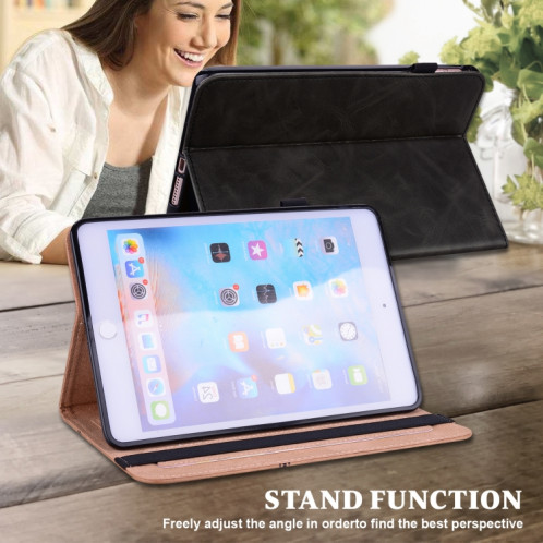 Pour Huawei MediaPad M5 Lite 10.1 Étui en cuir rayé en relief de couleur solide (noir) SH803E301-07