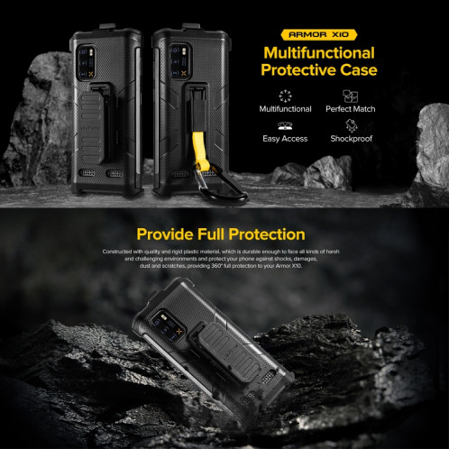 Pour Ulefone Armor x10 Pro Ulefone Back Clip Clip téléphone avec mousqueton (noir) SU102A1262-07