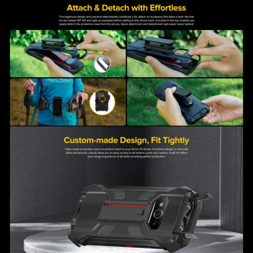 Pour Ulefone Power Armor 15 Ulefone Back Clip Phone Case avec Mousqueton (Noir) SU103B1882-06