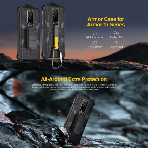 Pour Ulefone Armor 17 Pro Étui de téléphone à clip arrière Ulefone avec mousqueton (noir) SU104B751-06