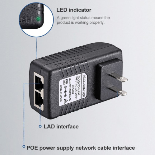 Adaptateur électrique PoE / LAD sans fil 48V 0,5A AP (PULLE EU) SH905A157-07