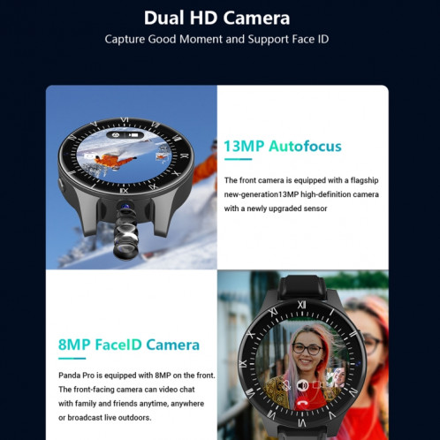 Rogbid Panda Pro 1,69 pouces IPS Screen Dual Cameras Smart Watch, Soutien de la surveillance de la fréquence cardiaque / carte SIM (noir) SR701A151-07