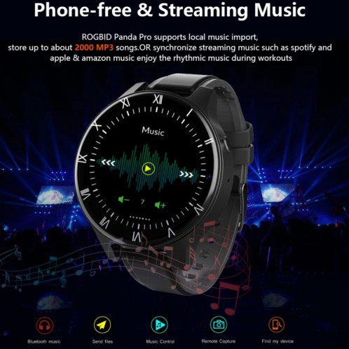 Rogbid Panda Pro 1,69 pouces IPS Screen Dual Cameras Smart Watch, Soutien de la surveillance de la fréquence cardiaque / carte SIM (noir) SR701A151-07