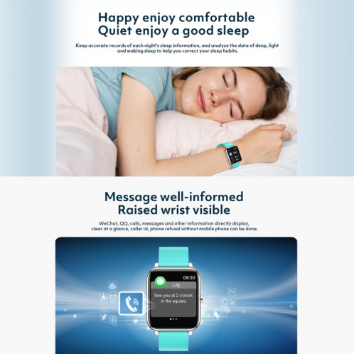 Rogbid Rowatch 1 1,4 pouce SCREAT SMART WORTH, Soutenez la surveillance de la pression artérielle / surveillance du sommeil (bleu) SR301B209-07