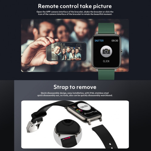 Rogbid Rowatch 1 1,4 pouce SCREAT SMART WORTH, Soutenez la surveillance de la pression artérielle / surveillance du sommeil (noir) SR301D1880-07