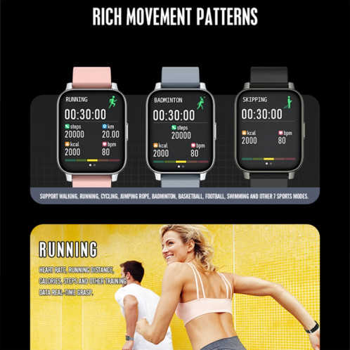 Rogbid Rowatch 2 1,69 pouce TFT Smart Watch, soutenir la surveillance de la pression artérielle / surveillance du sommeil (gris) SR801B1151-07
