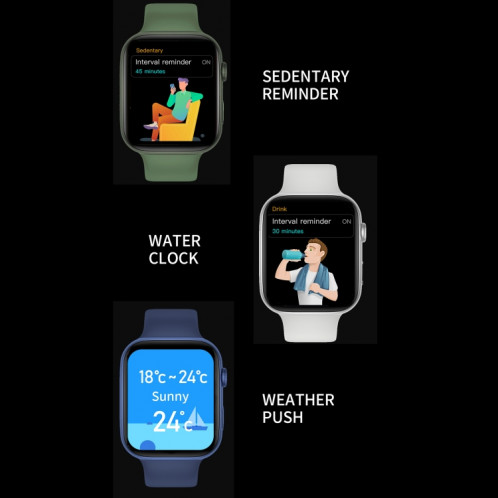 I7 Pro + 1,75 pouce TFT Screen Smart Watch, soutenir la surveillance de la pression artérielle / surveillance du sommeil (noir) SH101C1653-07