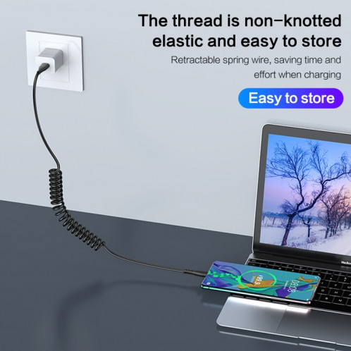 Câble de données de charge de printemps Micro Micro USB (noir) SH101A1718-07