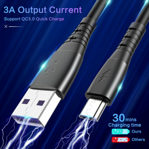 Câble de données de charge de printemps Micro Micro USB (noir) SH101A1718-07