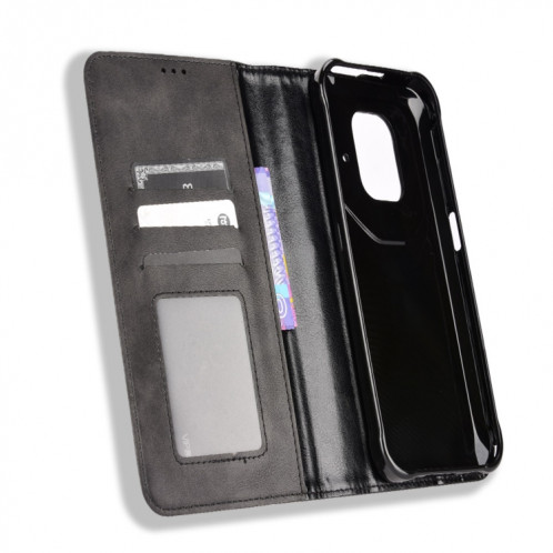 Pour Ulefone Power Armor 14/14 Pro Magnétique Buckle Retro Texture Cuir Téléphone (noir) SH207A1605-07