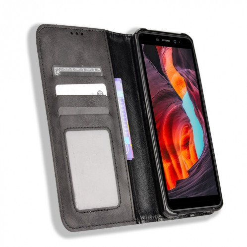 Pour Ulefone Armor X10 / X10 Pro Magretic Buckle Retro Texture Texture Le cuir Téléphone (noir) SH208A908-07