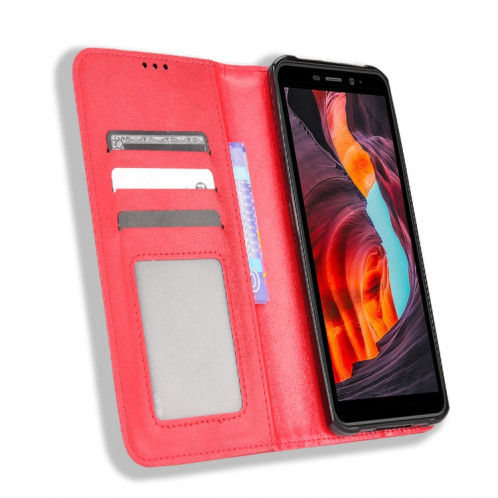 Pour Ulefone Armor X10 / X10 Pro Magnetic Buckle Retro Texture Texture Téléphone Case (rouge) SH208B1478-07