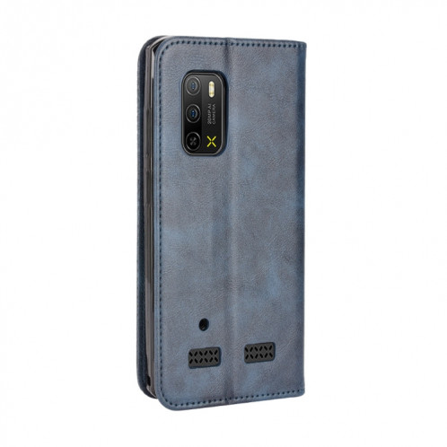 Pour Ulefone Armor X10 / X10 Pro Magretic Buckle Retro Texture Texture Le cuir Case (bleu) SH208C993-07