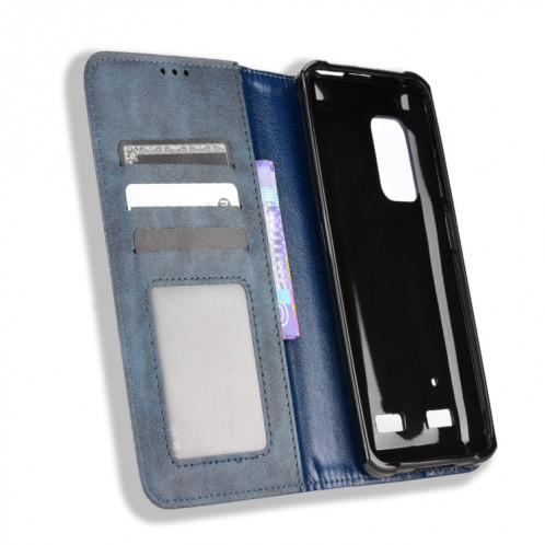 Pour Ulefone Armor X10 / X10 Pro Magretic Buckle Retro Texture Texture Le cuir Case (bleu) SH208C993-07