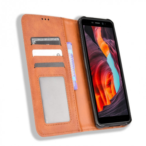 Pour Ulefone Armor X10 / X10 Pro Magnetic Buckle Retro Texture Texture Téléphone Case (marron) SH208D447-07