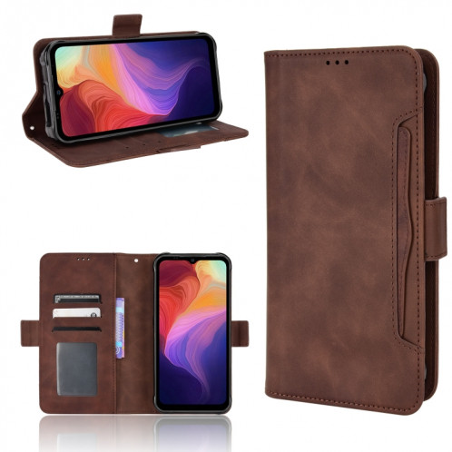 Pour Ulefone Power Armor 14/14 Pro Skin Feel Texture Texture Texture Slots Cuir Phone Case (marron) SH007E265-07