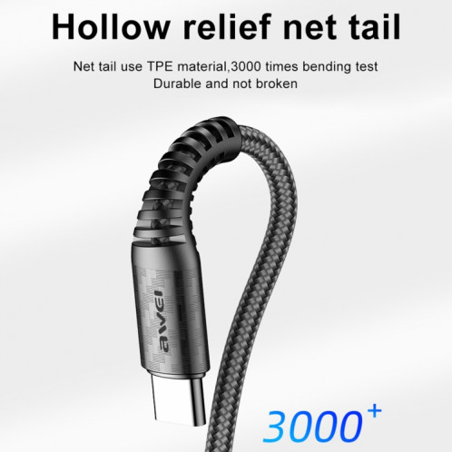 awei CL-69 5A Type-C / USB-C Câble de charge rapide intelligent, longueur: 1m (noir) SA401A554-07