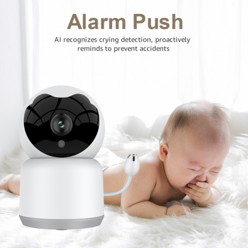 YT51 1920x1080 Caméra sans fil pour bébé à la maison, prise en charge infrarouge Vision nocturne / Détection de pleurs pour bébé, plug (blanc) SH902A946-07