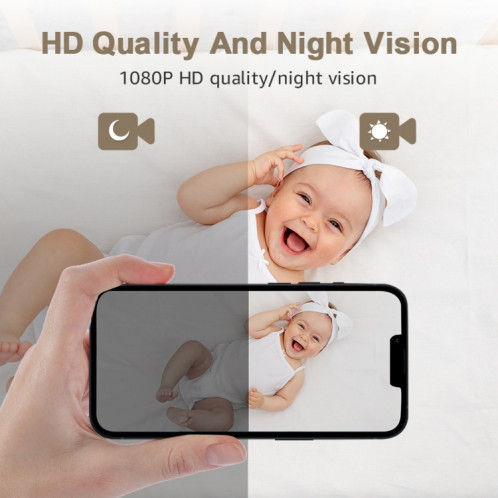 YT51 1920x1080 Caméra sans fil pour bébé à la maison, prise en charge infrarouge Vision nocturne / Détection de pleurs pour bébé, plug (blanc) SH902A946-07