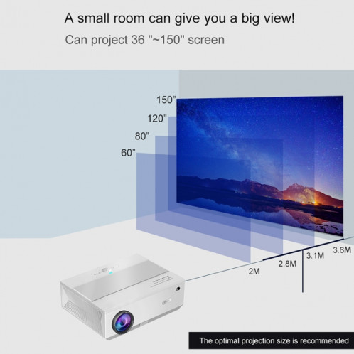 E600S 1920x1080p 400ansi LCD LED Projecteur intelligent, même version d'écran, Type de fiche: Plug SH710171-08