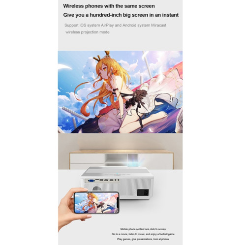 E600S 1920x1080p 400ansi LCD LED Projecteur intelligent, même version d'écran, Type de fiche: plug uk SH71021553-08