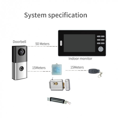2,4G Sonnette de porte vidéo sans fil 720p Vision nocturne et conversation et moniteur SH0284197-06