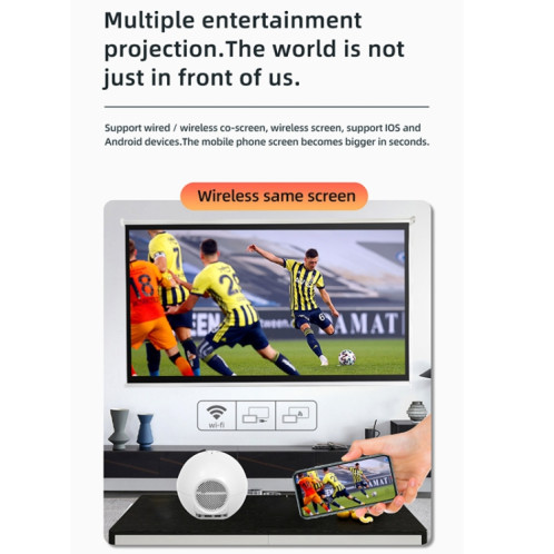 YG270 + 1280x720p 100ansi LCD LED Projecteur Smart, Version sans fil même écran, Type de fiche: Plug UK SH6202775-08