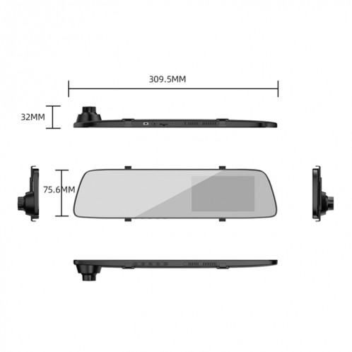 Anytek A5 + 4,5 pouces FHD 1920x1080P Caméra DVR pour rétroviseur avant et arrière de voiture SH0554275-07