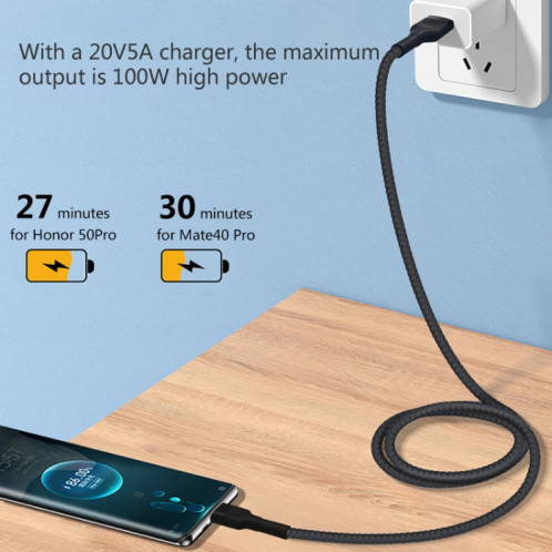 Micro USB 5A Tatouage de beauté Câble de charge USB, longueur du câble: 1m (noir) SH802A172-07