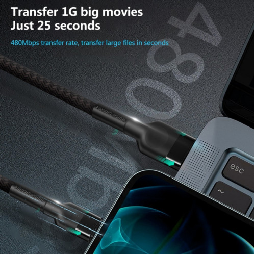 Micro USB 5A Tatouage de beauté Câble de charge USB, longueur du câble: 1m (noir) SH802A172-07