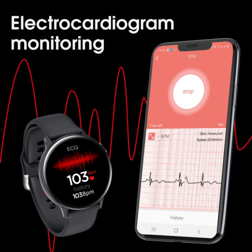 Montre intelligente à écran HD de 1,4 pouces S20S, étanche IP68, contrôle de la musique de soutien / photographie Bluetooth / moniteur de fréquence cardiaque / surveillance de la pression artérielle (argent) SH001C992-013