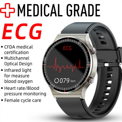 G08 1,3 pouce Tft Screen Smart Watch, support Mesure ECG de qualité médicale / Rappel menstruel des femmes, style: sangle TPU (argent) SH201A346-07