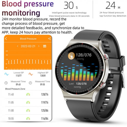 G08 1,3 pouce Tft Screen Smart Watch, support Mesure ECG de qualité médicale / Rappel menstruel des femmes, style: sangle TPU (argent) SH201A346-07
