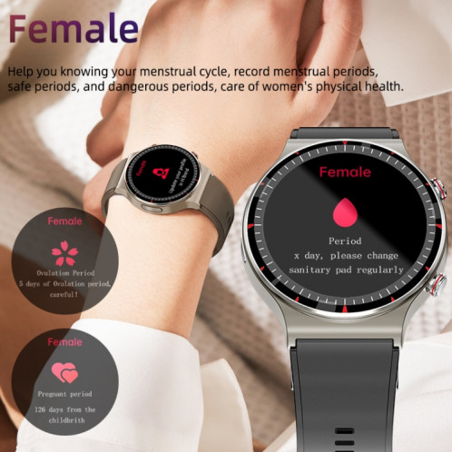G08 1,3 pouce Tft Screen Smart Watch, support Mesure ECG de qualité médicale / Rappel menstruel des femmes, style: sangle TPU (argent) SH201A346-07