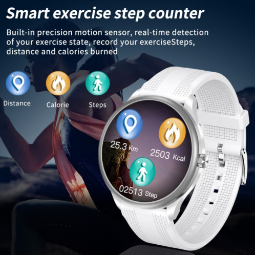 M3 1.28 inch TFT Color Screen Smart Watch, Support Bluetooth Calling/Heart Rate Monitoring, Style: Silicone Strap(White) SH401B781-07