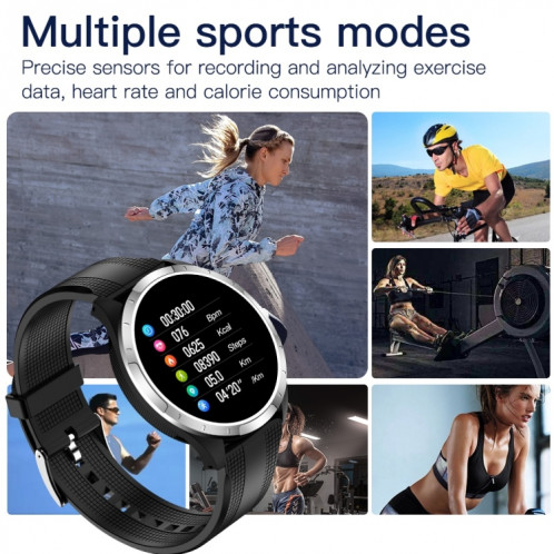 X3 1,3 pouce Tft Color Screen Sticker Smart Watch, support ECG / Cadre Carement, Style: Black Leather Watch Band (Silver) SH105B1827-08