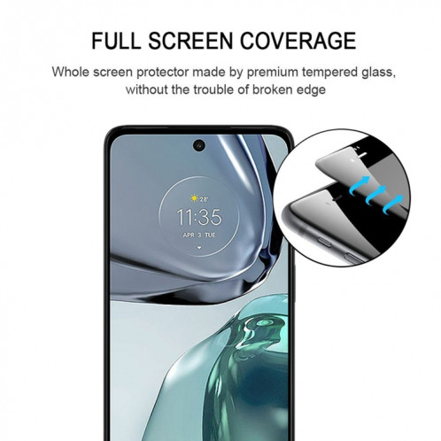 Film en verre trempé de couverture de colle complète pour Motorola Moto G62 5G SH1402862-08