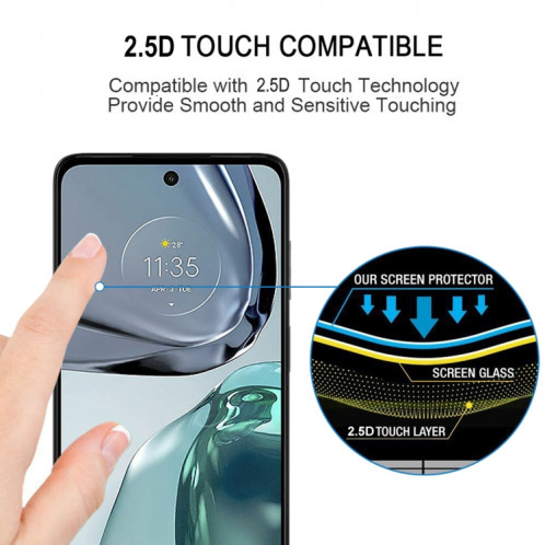 Film en verre trempé de couverture de colle complète pour Motorola Moto G62 5G SH1402862-08