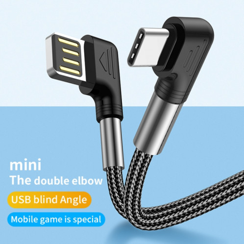 Câble de charge du coude double 3A USB vers USB-C / Type-C (1M) SH301B1281-07