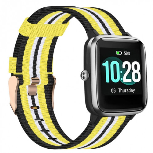 Pour ID205 Band de montre tressée en nylon 19 mm (noir + jaune) SH701E253-06