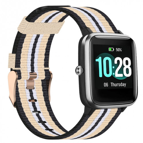 Pour ID205 Band de montre tressée en nylon 19 mm (noir + beige) SH701F1417-06