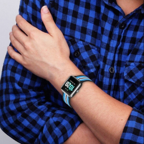 Pour ID205 Band de montre tressée en nylon 19 mm (bleu + blanc) SH701J1259-06