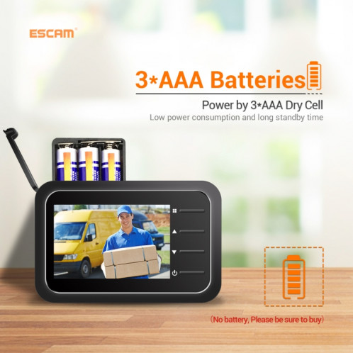 ESCAM C22 Visionneuse de porte numérique à écran numérique de 2,4 pouces, Vision nocturne de support, carte TF, prenez des photos et des vidéos SE1474215-09