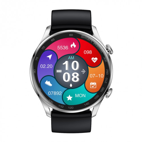 AK32 1,36 pouce IPS Tactile Scred Smart Watch, support Bluetooth Call / Blood Oxygin Survering, Style: Silicone Watch Band (Silver Black) SH801C1735-07