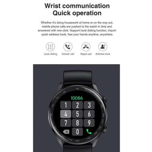 AK32 1,36 pouces IPS Tactile Scred Smart Watch, support Bluetooth Call / Blood Oxygin Survering, Style: Silicone Watch Band (noir) SH801B1990-07