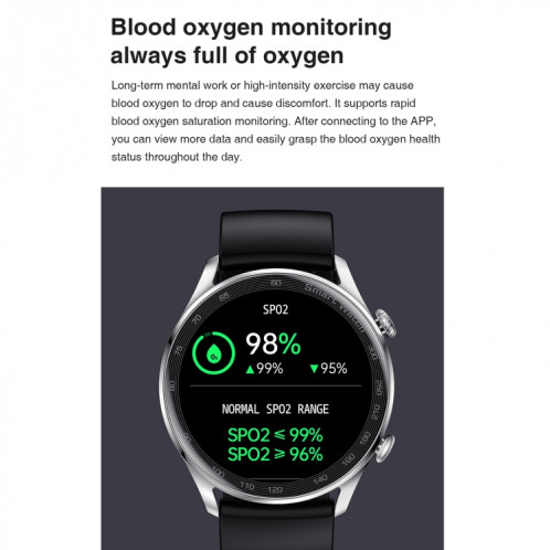 AK32 1,36 pouces IPS Tactile Scred Smart Watch, support Bluetooth Call / Blood Oxygin Survering, Style: Silicone Watch Band (noir) SH801B1990-07