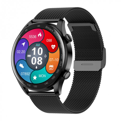 AK32 1,36 pouces IPS Tact Screen Smart Watch, Support Bluetooth Call / Blood Oxygène Surveillant, Style: Steel Watch Band (noir) SH001A1105-07